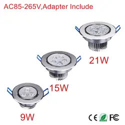 9 Вт 15 Вт 21 Вт светодиодные потолочные встраиваемые Кухня Ванная комната лампа AC85-265V LED Подпушка света теплый белый/ холодный белый