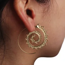Винтажные богемные Золотые/серебряные цветные полые большие эффектные серьги-кольца для женщин сережки серьги-обручи индийские ювелирные изделия