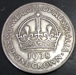 Австралия 1938 один Корона-Джордж VI с "IND: IMP" КОПИЯ монета Бесплатная доставка