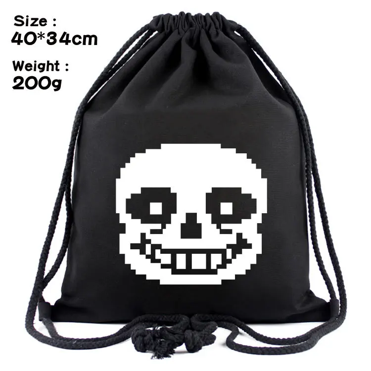 IVYYE 1PCS Sans Papyrus Fashion Canvas Backpacks Cartoon Drawstring Backpack Casual String Bags shopping Knapsack Unisex