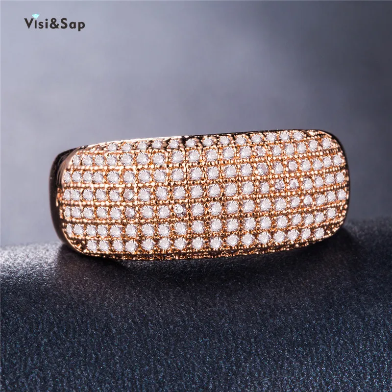

Visisap Luxury Icedout Full Zircon Rings for Women Rose Gold Color Party Gifts Ring Jewelry Accessories Dropshipping B1001