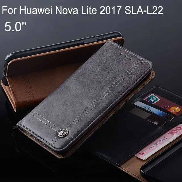 Cheap for huawei nova lite 2017 case SLA-L22 5.0'' Luxury Leather Flip cover phone Case for huawei nova lite 2017 funda Without magnet