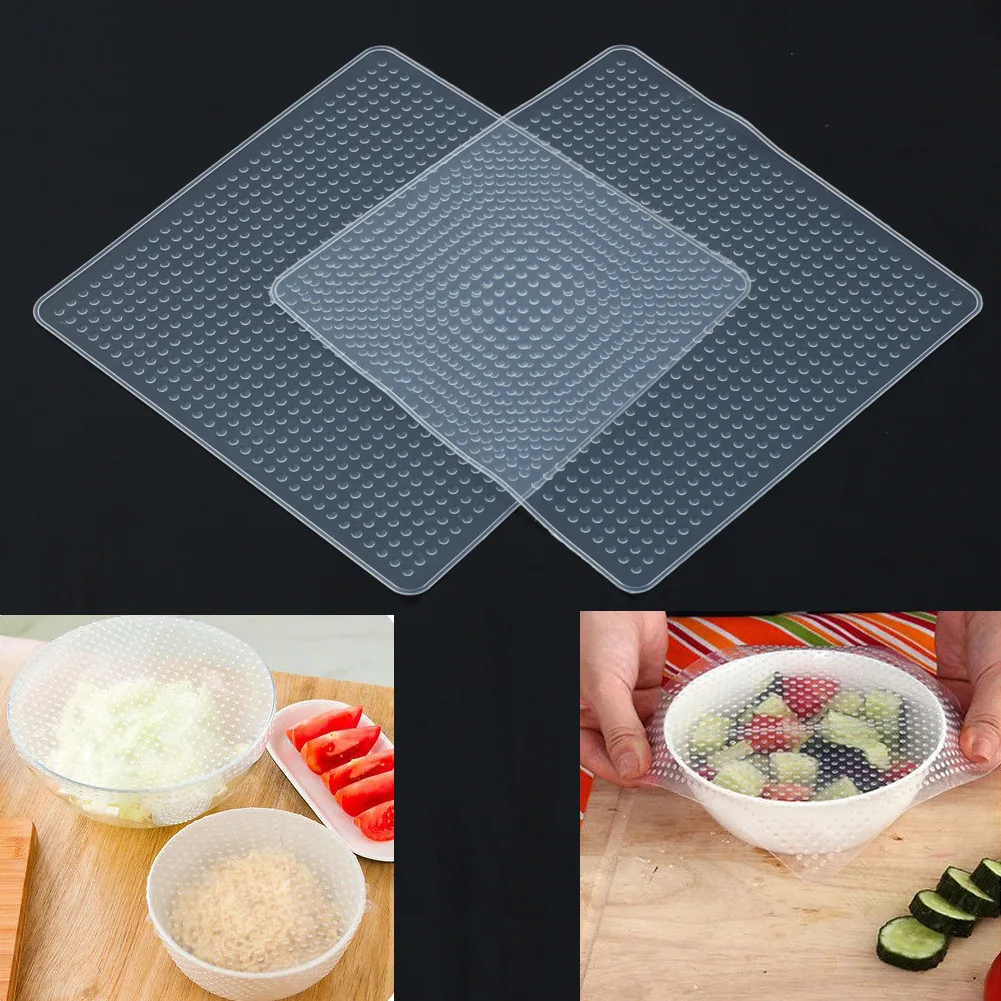 

Reusable Silicone Plastic Wrap Food Storage Cover Seal Vacuum Food Fresh Magic Wrap Table Mats Pad Kitchen Food Gadget Tools
