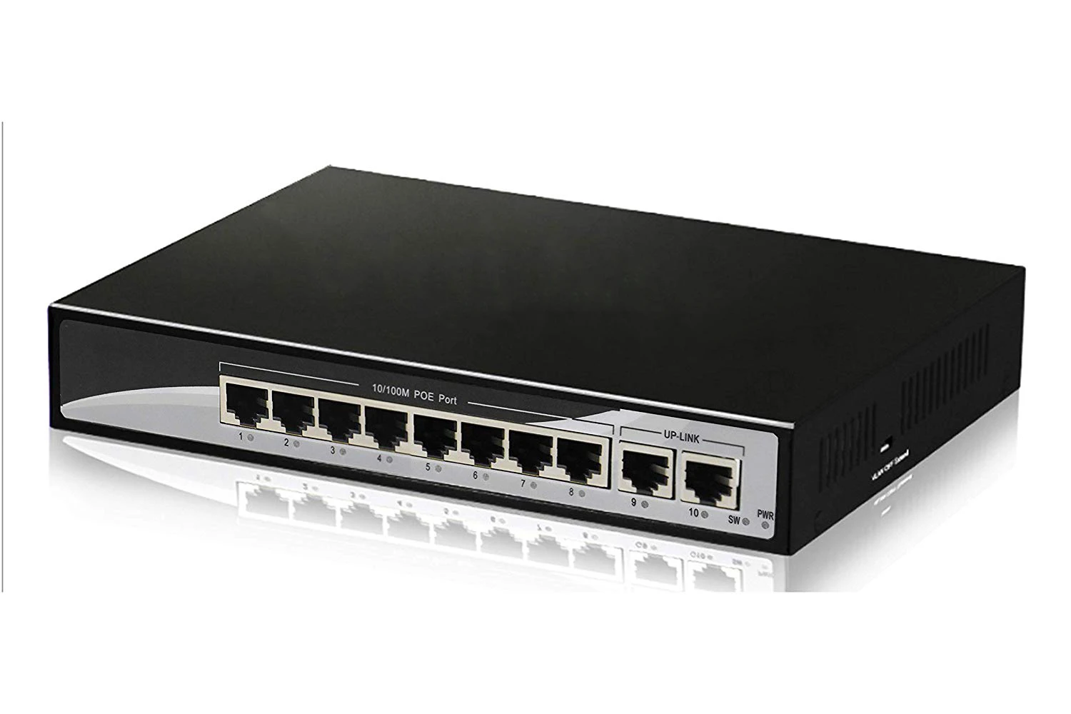 10 Port Plug and Play PoE Switch 100Mbps Ethernet Network Switch 8 POE Ports&2Uplink Ethernet for IP Cameras-48V