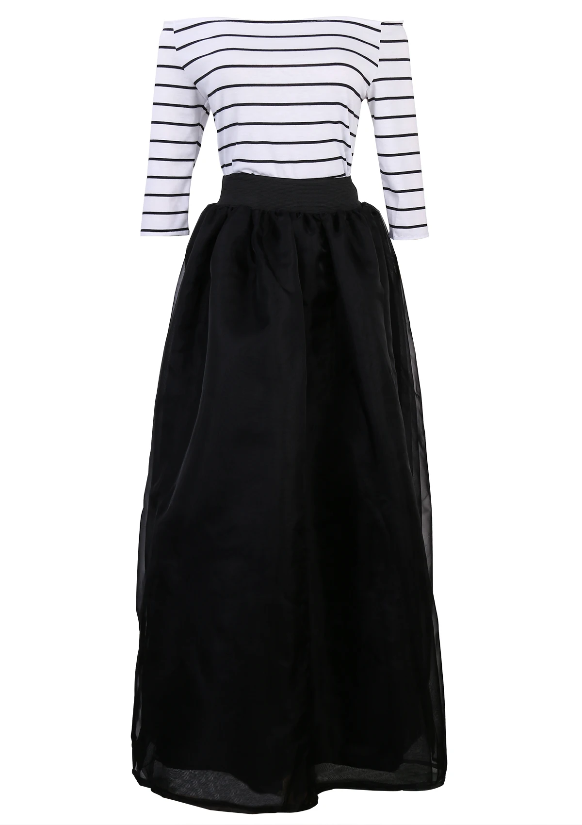 Женская блузка с открытыми плечами и длинная юбка в полоску|clothes set|long skirt topswomen set