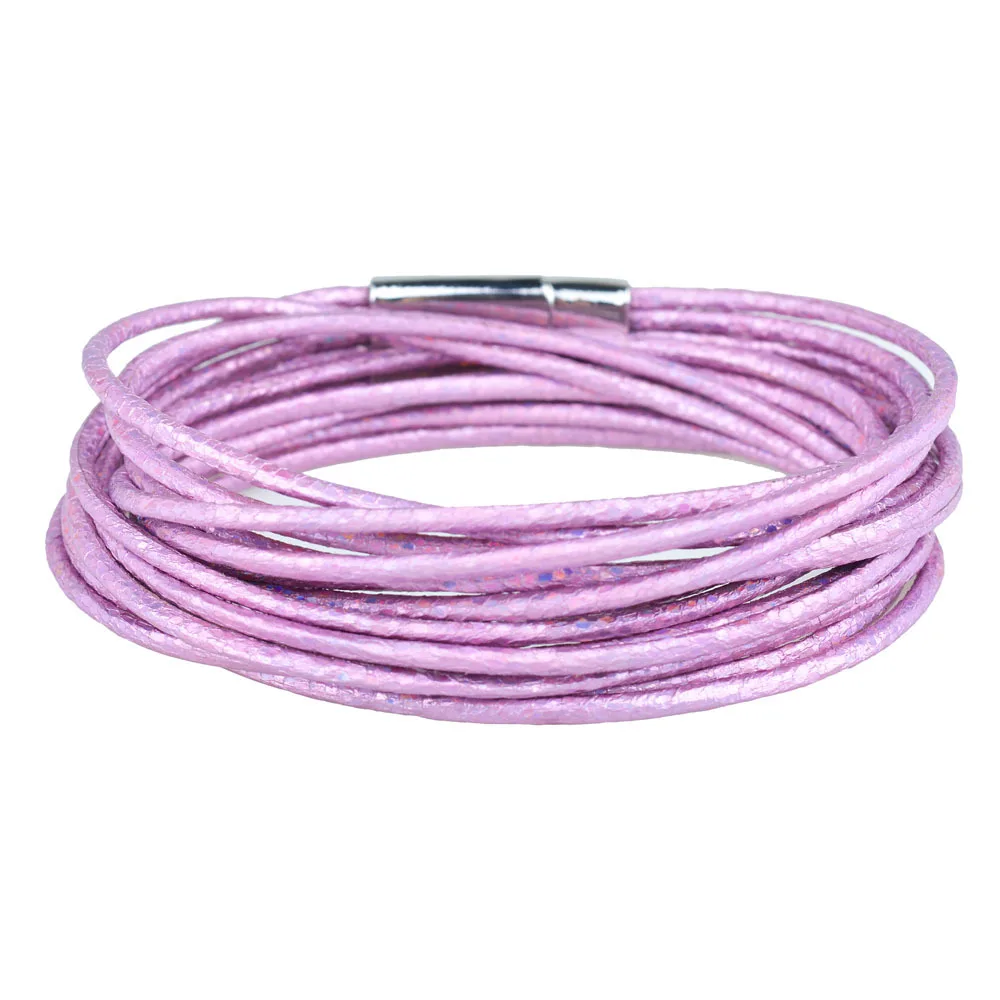 

Fashion Punk Bohemian Luxury Mutl-Layers Shining Colorful Leather Women Bracelet Lady Jewelry Gift For Friend Wholesale