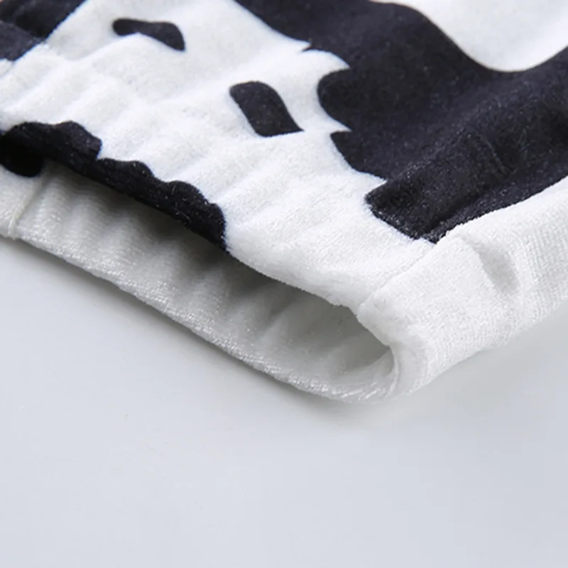 Harajuku винтажные ins/Популярная одежда рисунком коровы printting бархат летнее кольцо на