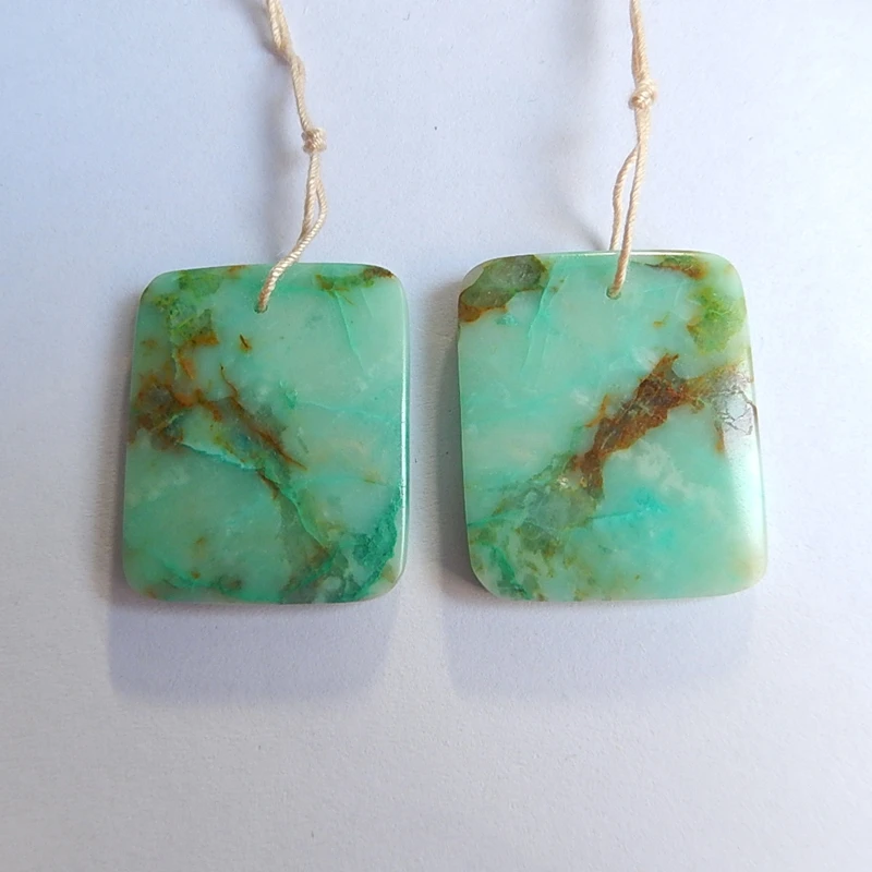 

Natural Stone Geometric Chrysocolla Earring Bead 29x24x4mm 11.9g semiprecious Stone Fashion Jewelry Women Earrings Accessories