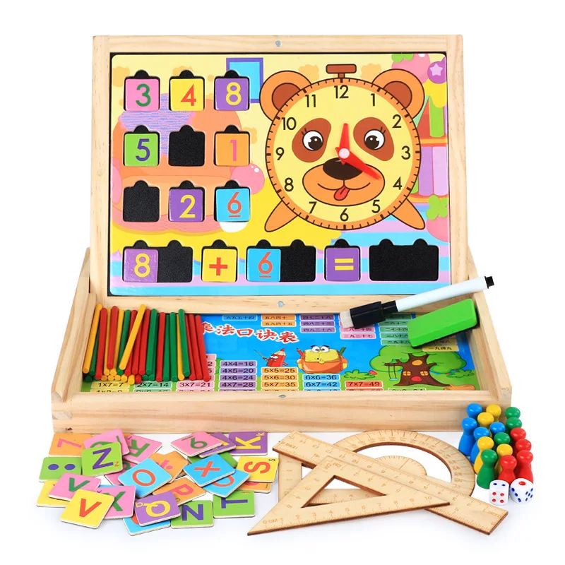 Монтессори игрушки Детские интеллект деревянные математические развивающие игрушки количество Счетные палочки игрушка детская Математика обучающая деревянная коробка - Цвет: Яркий