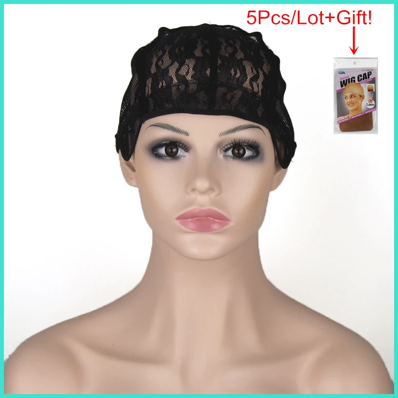 

Free Shipping 5PCS/Lot wig caps black color medium size cheapest glueless wig cap with adjustable straps top quality guarantee