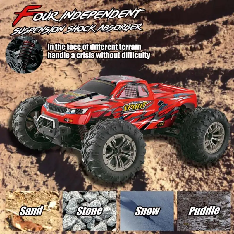 Новейшая модель; RC четырех-привод колеса автомобиля 1:16 Дистанционное Управление модель 36 км/ч грузовик игрушечное транспортное средство 2,4 ГГц Скорость передвижения 36 км/ч крепкий/противоскользящей поверхностью