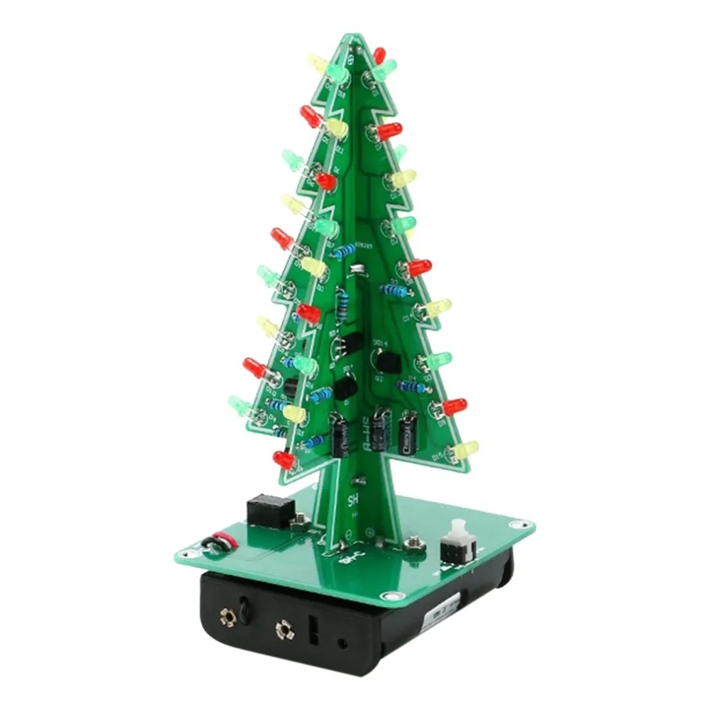 

DIY 3D Christmas Tree LED Kit Red Green Yellow LED Flash Circuit Parts Electronic Funny Suite Christmas New Year Present