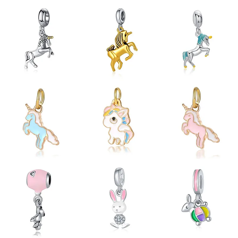 

Fit Pandora Bracelet Unicorn Charms Princess Bijoux Silver Perfumes Mujer Originales Necklace Charm Jewelry Beads
