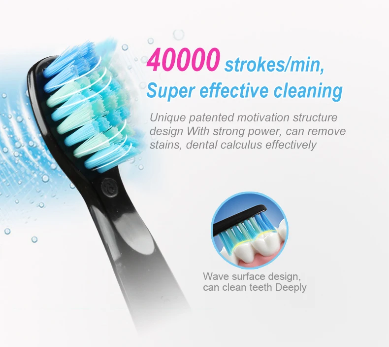 Escova de Dentes Escovas de Dentes Recarregável com 4 Elétrica Modos Limpeza Sonic Minutos Sincronismo Inteligente Carregamento Usb 2 17 Escovas de dente elétricas