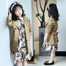 Windbreaker trench for Girls Khaki Beauty single Breasted children's trench Coat Kids Coat for Girl Costume Children Clothes supernatural castiel twill trench coat suit set coplay costume