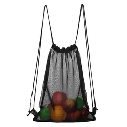 Модный сетчатый рюкзак мешок с кулиской Плетенный из веревки пляжная сумка баскетбольная сумка, рюкзак со шнурком для женщин и мужчин mochila