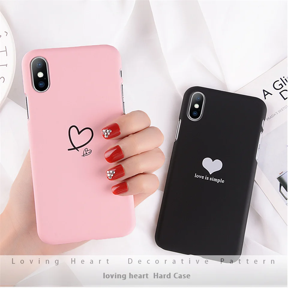 Lovebay чехол для телефона для iPhone 6, 6s, 7, 8 Plus, X, XR, XS Max, модный жесткий чехол из поликарбоната с мультипликационным принтом Love Heart love is simple для iPhone 8, чехол Capa