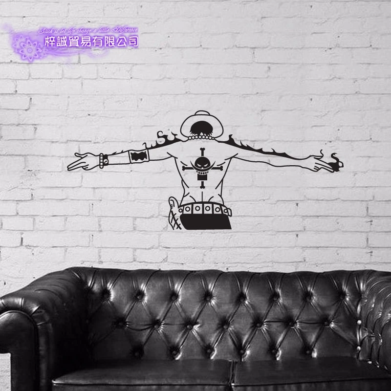 DCTAL ONE PIECE Ace Decal Japanese Cartoon Wall Sticker Vinyl Decal Decor Home Decorative Decoration