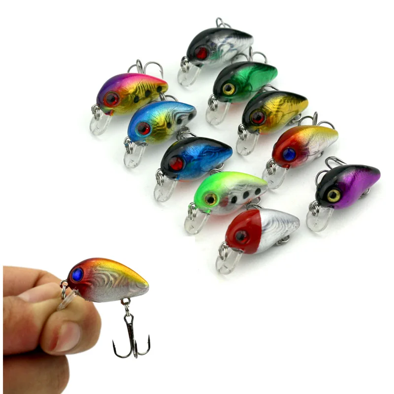 

Topwater Crankbait Fishing Lure Mini Fat Minnow 10Pcs Small hard wobblers 3cm 1.5g