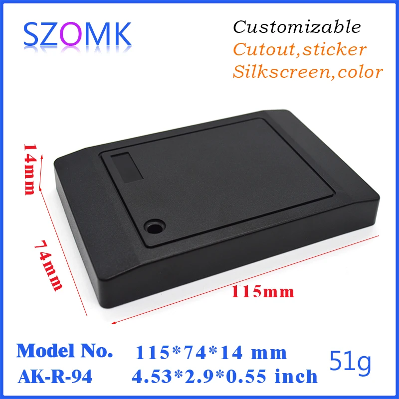 

10 pcs/lot szomk control enclosure box enclosure electronic waterproof card clone machine rfid scanner abs box 115x75x16mm szomk