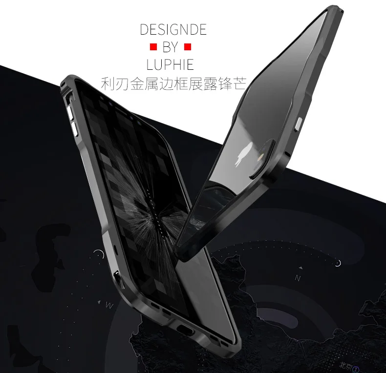 Для Iphone X XR XS MAX Luxuy металлический бампер оригинальный Luphie изогнутые металлические