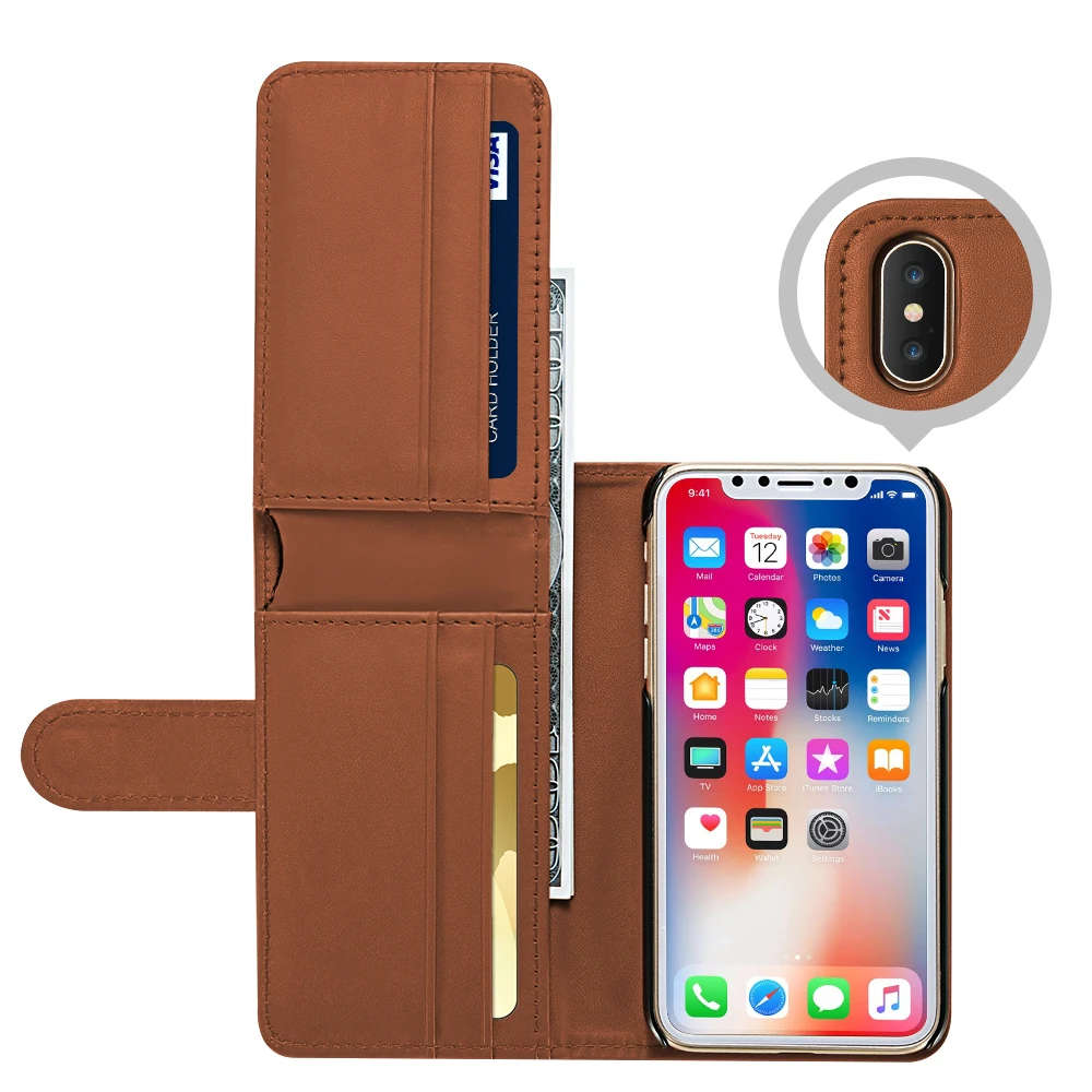 DOEES Foldable Leather Flip Wallet Case For iPhone X 10 Bag Case