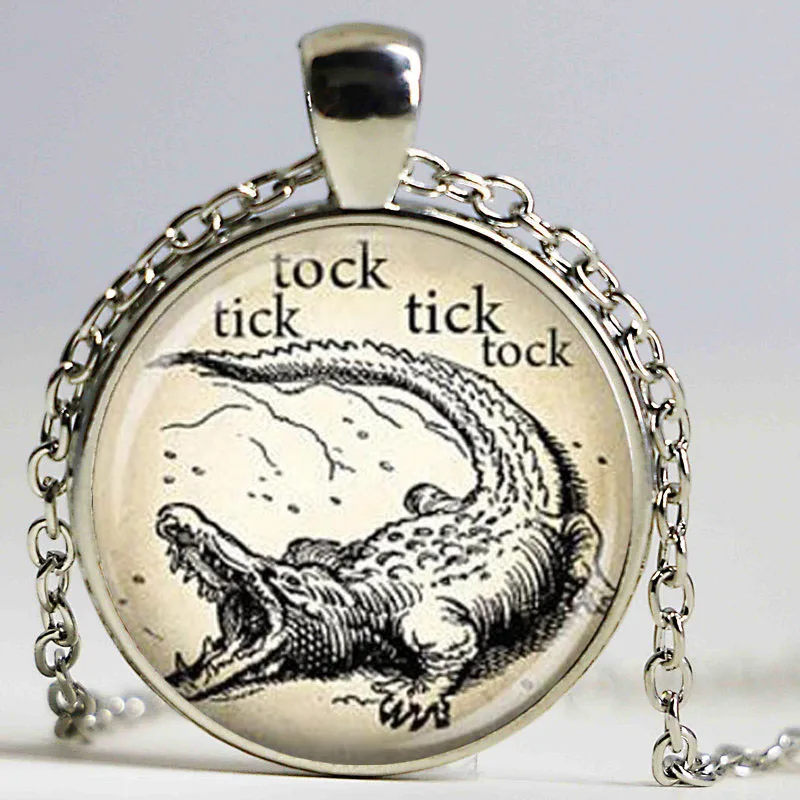 hot sale peter pan necklace peter pan pendant fashion jewelry art print crocodile alligator tick tock
