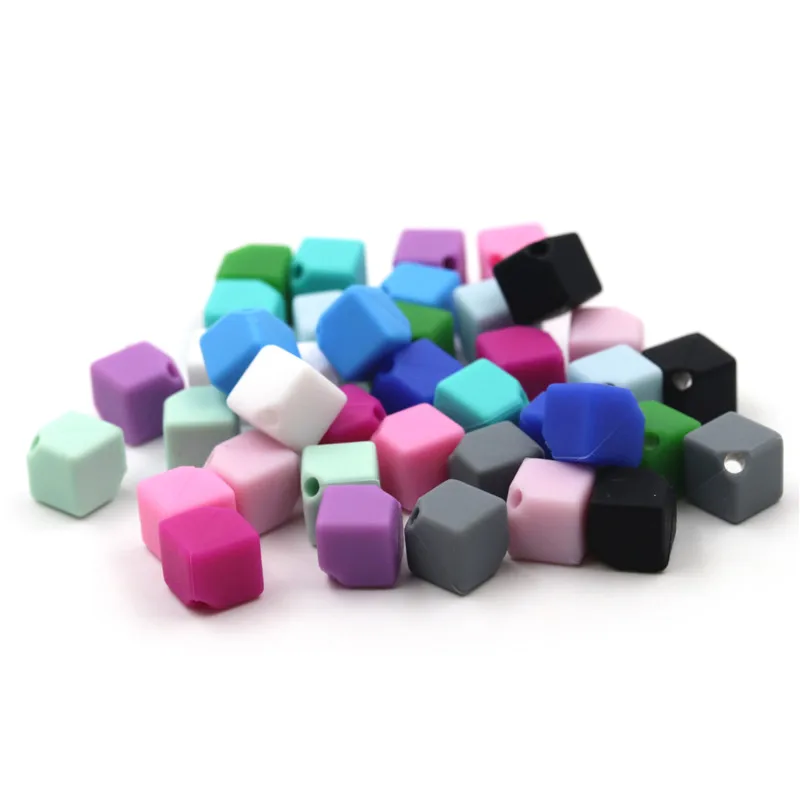 

Mixed Color 100pcs Cube Silicone Beads 9mm Geometric Silicone Teething beads BPA Free Baby siliconen kralen Christmas Gift