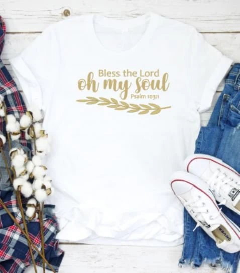 

Bless the Lord oh my soul Tee Bible Verse T shirt Christian shirt Religious Church Psalm103:1 slogan grunge tumblr art tee tops