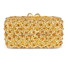 European Style Rhinestone Crystal Wedding Clutch for Women Handbags Flower Crystal Evening Clutches for Bridesmaids 88408