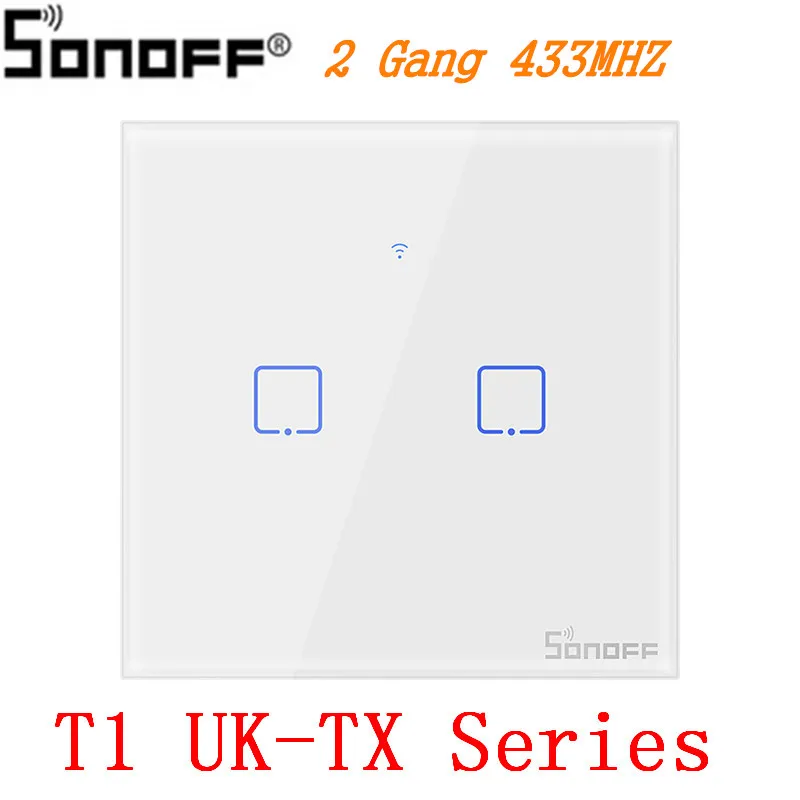 Sonoff T1 EU UK 86 1~ 3 банды TX 433 МГц RF дистанционное управление настенный Wi-Fi адаптер умный дом переключатель работает с Alexa Google Home Basic - Комплект: T1 UK-TX 2 Gang