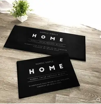 

Nordic simple long black letter mat Home bedroom kitchen bathroom non-slip absorbent carpet