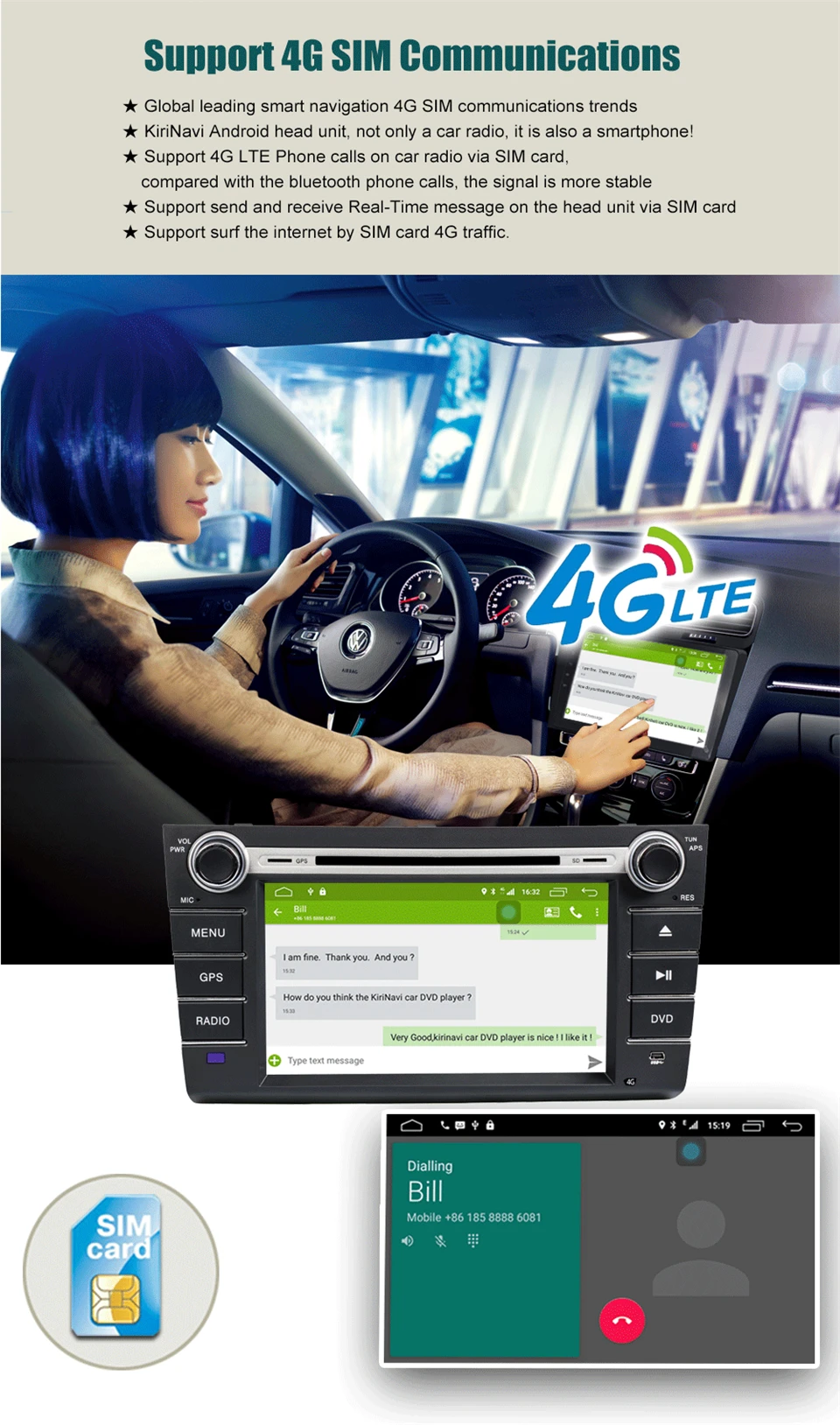 Excellent KiriNavi Octa core 4G LET android 7 car audio for Suzuki Swift dvd player with gps support 4K Video 4G 3