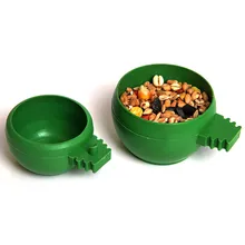 Pet Round Bird Hamper Food Bowl Cup Dove Parrot Green Plastic Supplies Pet Accessories