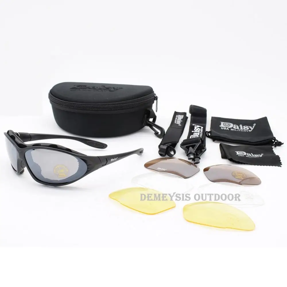 4 линзы C4 спортивные тактические очки для стрельбы страйкбольные очки противоскользящие военные очки для кемпинга пешего туризма велоспорта - Цвет: Черный