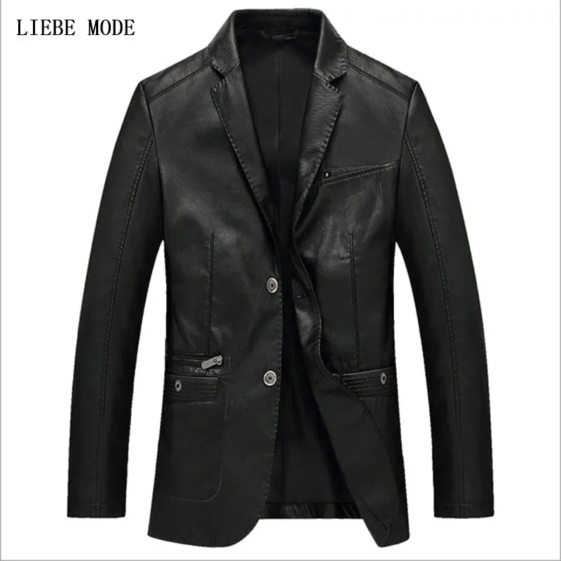 Mens Faux Leather Blazers Jackets 2019 Men's Pu Leather Blazer Business