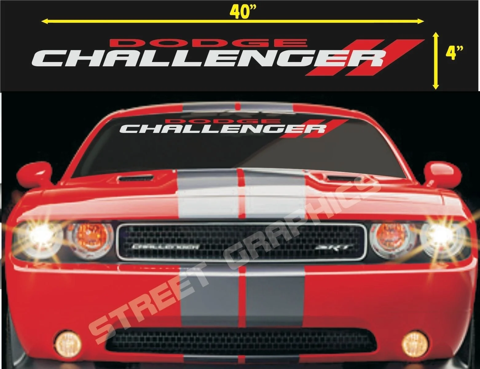 

For DODGE CHALLENGER WINDSHIELD VINYL DECAL STICKER
