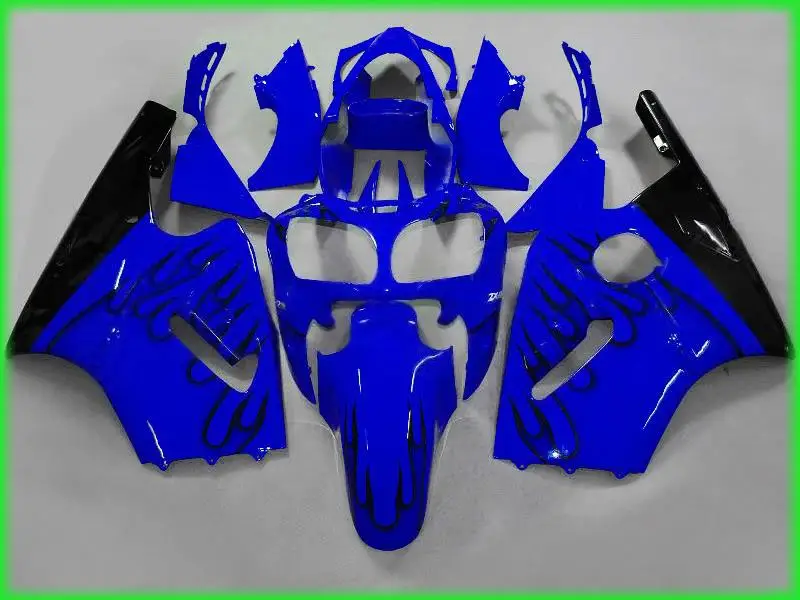 

Injection molded fairing kit for Kawasaki ZX12R 00 01 black flames blue fairings set ZX12R 2000 2001(include tank cover) OT07
