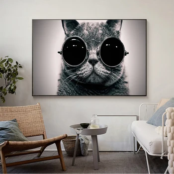 

MUTU Canvas paintings Pictures Cats Glasses Sunglasses wallpape posters and prints For Living Room Painting On Canvas Wall Art