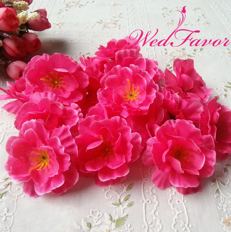WedFavor 100 шт 4-5 см искусственные из шелковой ткани Персиковый Цветок Вишневый цветок головы для свадебного платья аксессуары для волос