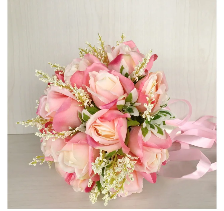 white pink silk flowers bridesmaids bridal Wedding Bouquets rose flowers (15)