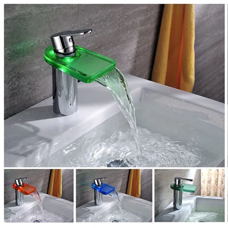 

Led Faucet Temperature Sensor Kitchen Led Tap Light No Battery Water Faucet Glow Shower LD8005-011B