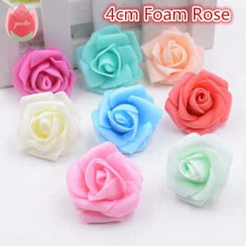 10pcs 4cm Handmade Foam Rose Artificial Flowers For Wedding Car Decoration Mariage Flores Rosa Scrapbooking Pompom