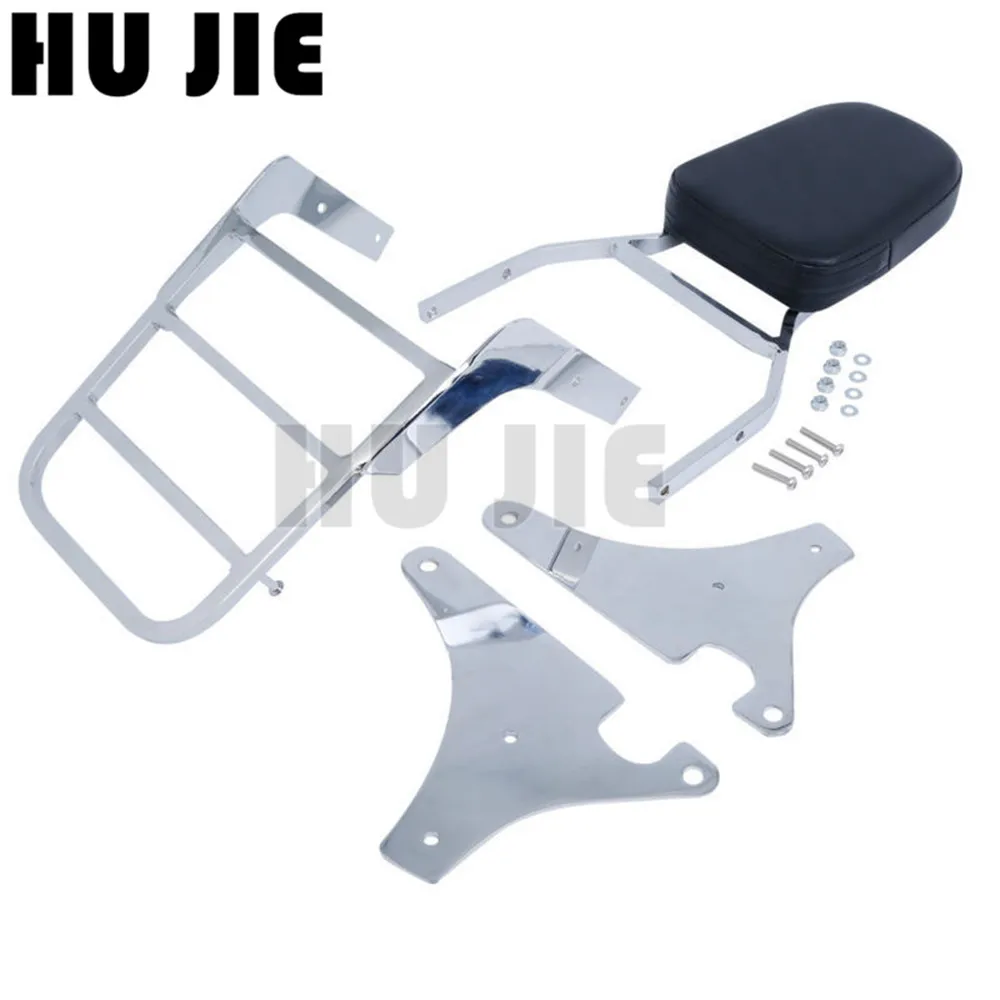 Для Kawasaki Vulcan VN400 800 VN400 VN800 1995-2012 мотоцикл хромированная спинка пассажирская спинка с Чемодан стеллаж для выставки товаров 01 02 03 04 05 06 07