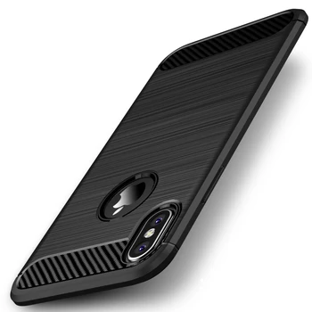 

For iPhone X Brush Case Soft TPU Hybrid Shock Proof Case Back Luxury Black Cover for iphone 7 / 8 plus for iphone 6 6s 10pcs/lot