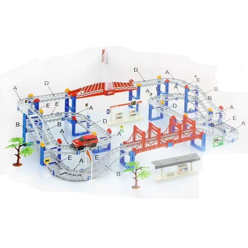 Игрушками поездом электрический вагон Железнодорожный виадук Многослойные 138 шт./компл. железнодорожный поезд трек игрушки для детей; комплекты для детей; подарок для ребенка
