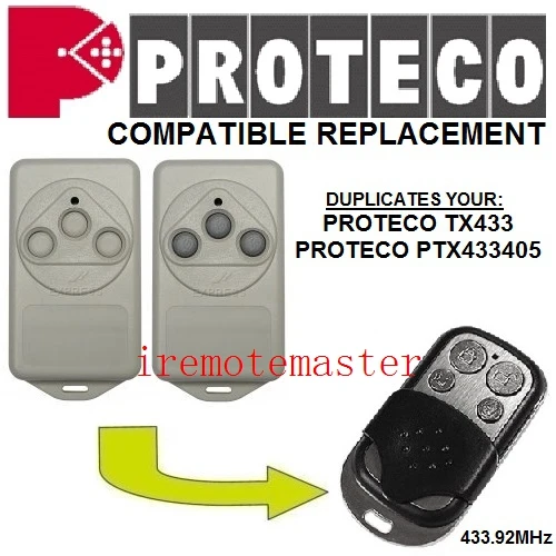 

PROTECO TX433,PTX433405 compatible replacement remote control 433,92MHZ