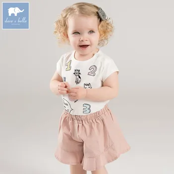 

DB7524 dave bella summer baby girls print clothing sets children infant toddler suit kids high quality clothes