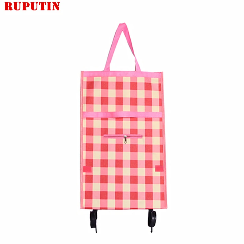 

RUPUTIN Folding Portable Shopping Bags High Capacity Shopping Food Organizer Trolley Bag on Wheels Bag Buy Vegetables Cart Bag