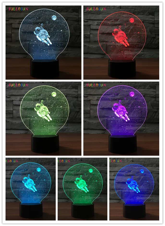 3D акриловая пластина освещение Астронавт LED USB настольная лампа красочная